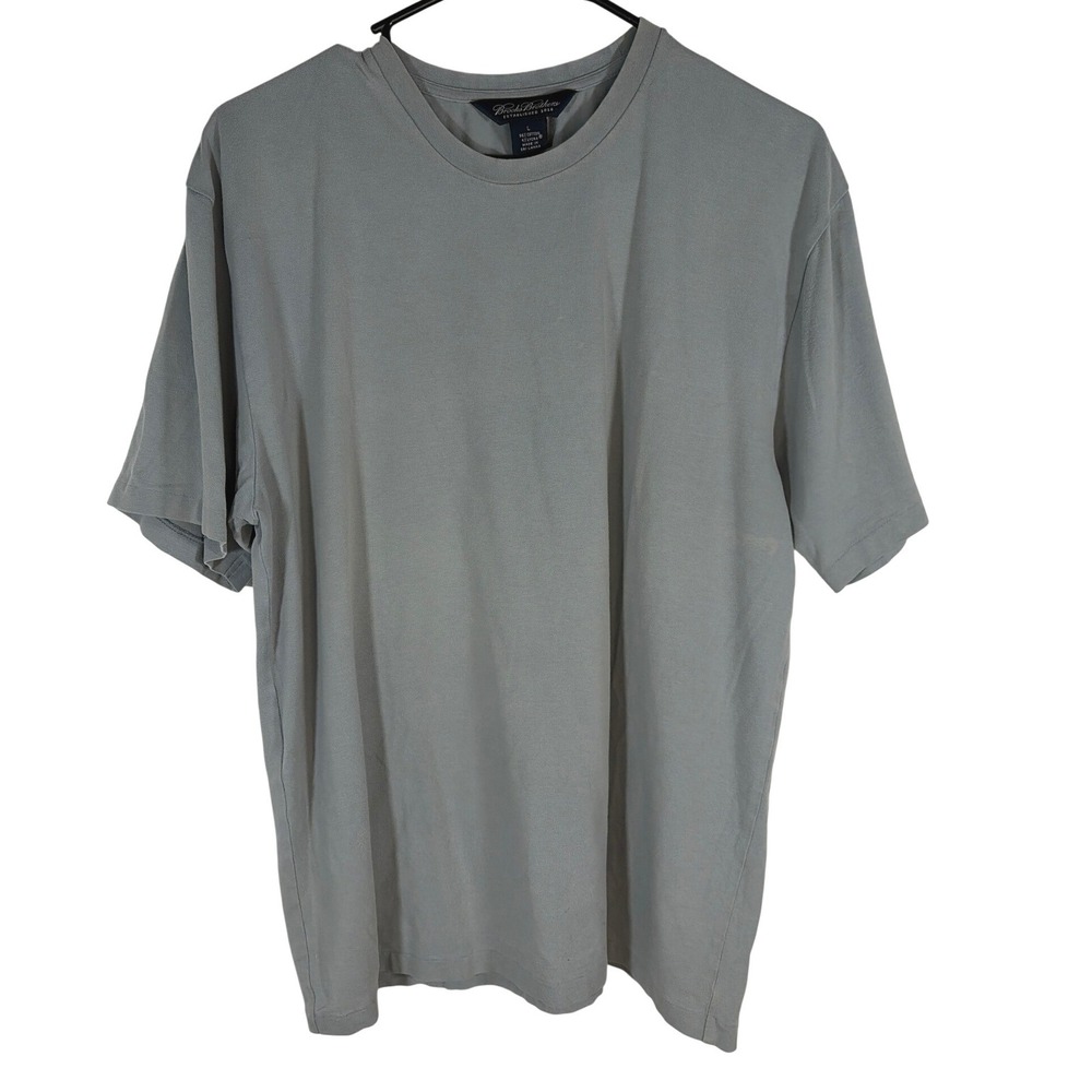 Brooks Brothers Mens Vintage Single Thread T-Shirt Gray Green Cotton Blend Lg